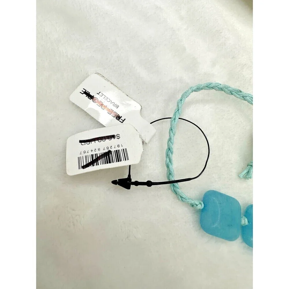 NEW Free People Bracelet Woven Square Turquoise Glass Trio Bracelet Dainty Wrist
